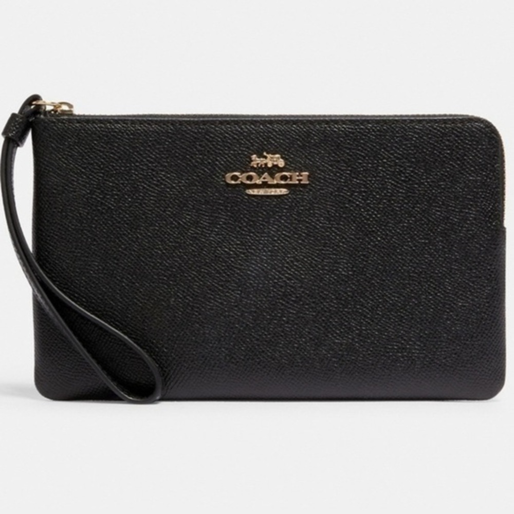 Coach Large Black Wristlet in Crossgrain Leather BRAND NEW